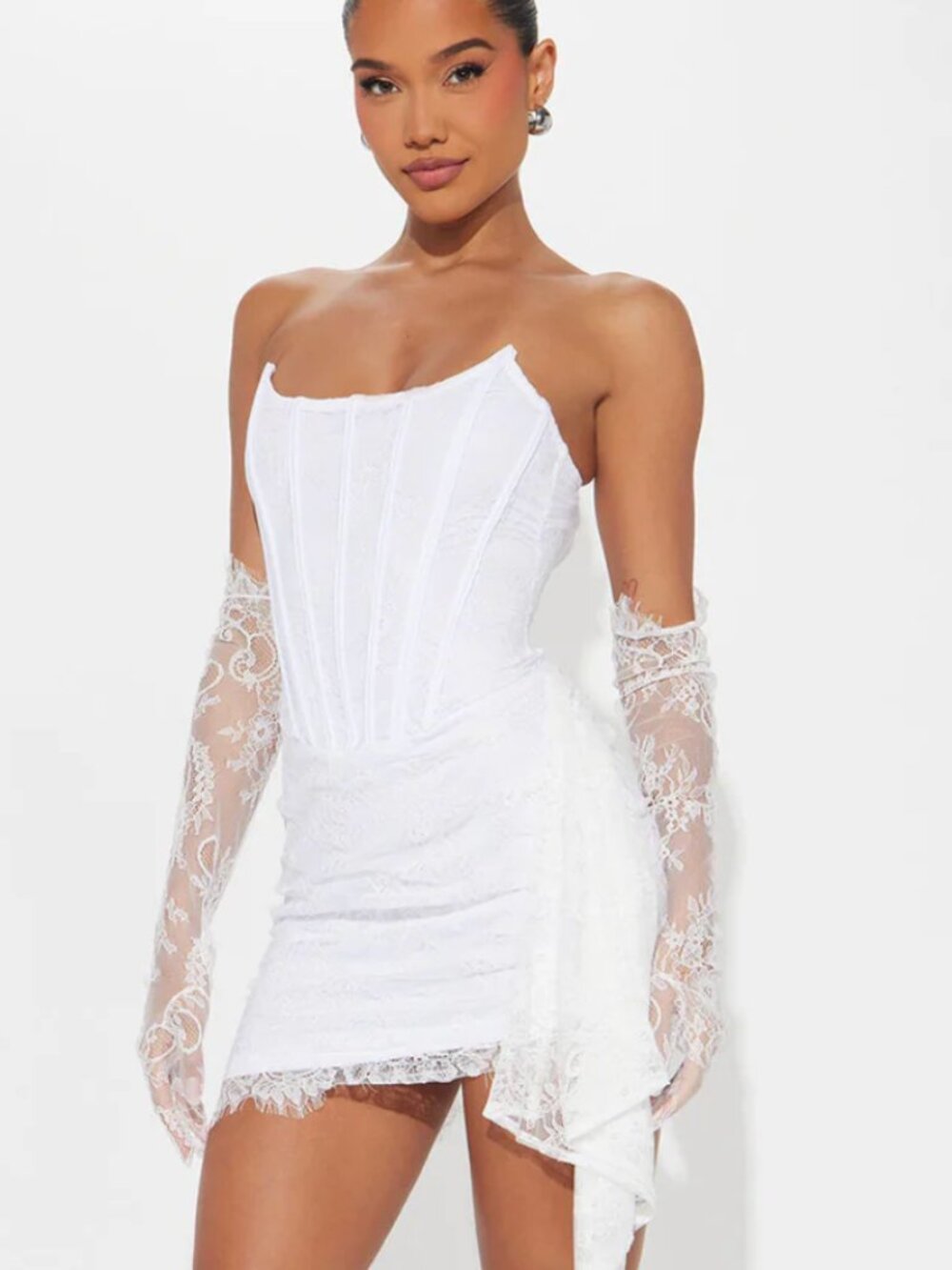 Always Sweet Corset Mini Dress - White; Brand New